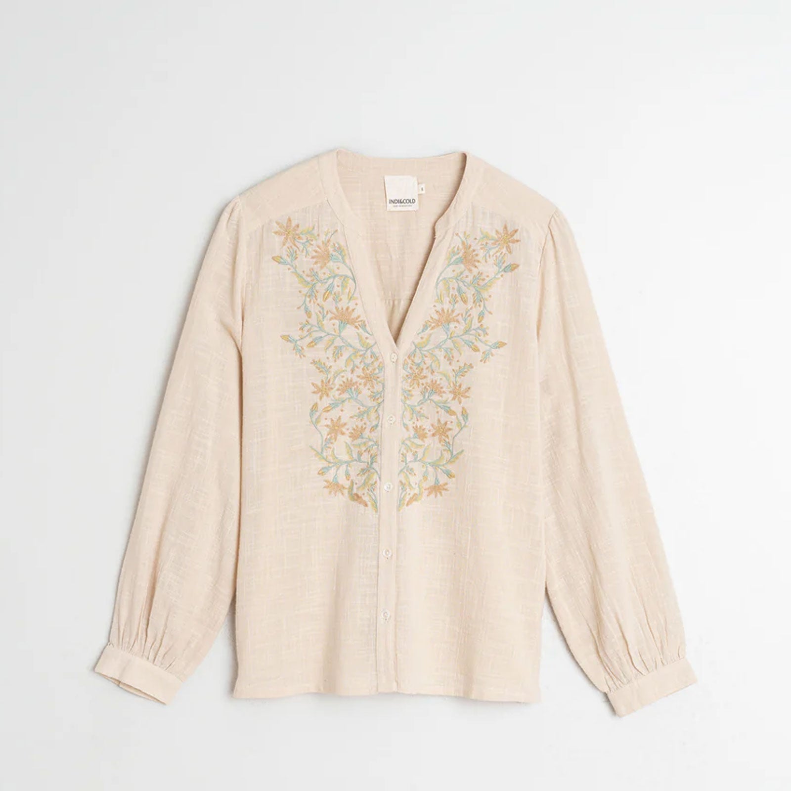 Embroidery Flower Cotton Blouse piedra INDI&COLD