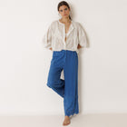 Eyelet Embroidered Pants azul britanico INDI&COLD