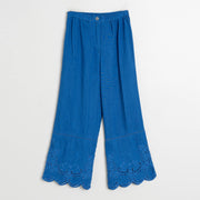 Eyelet Embroidered Pants azul britanico INDI&COLD