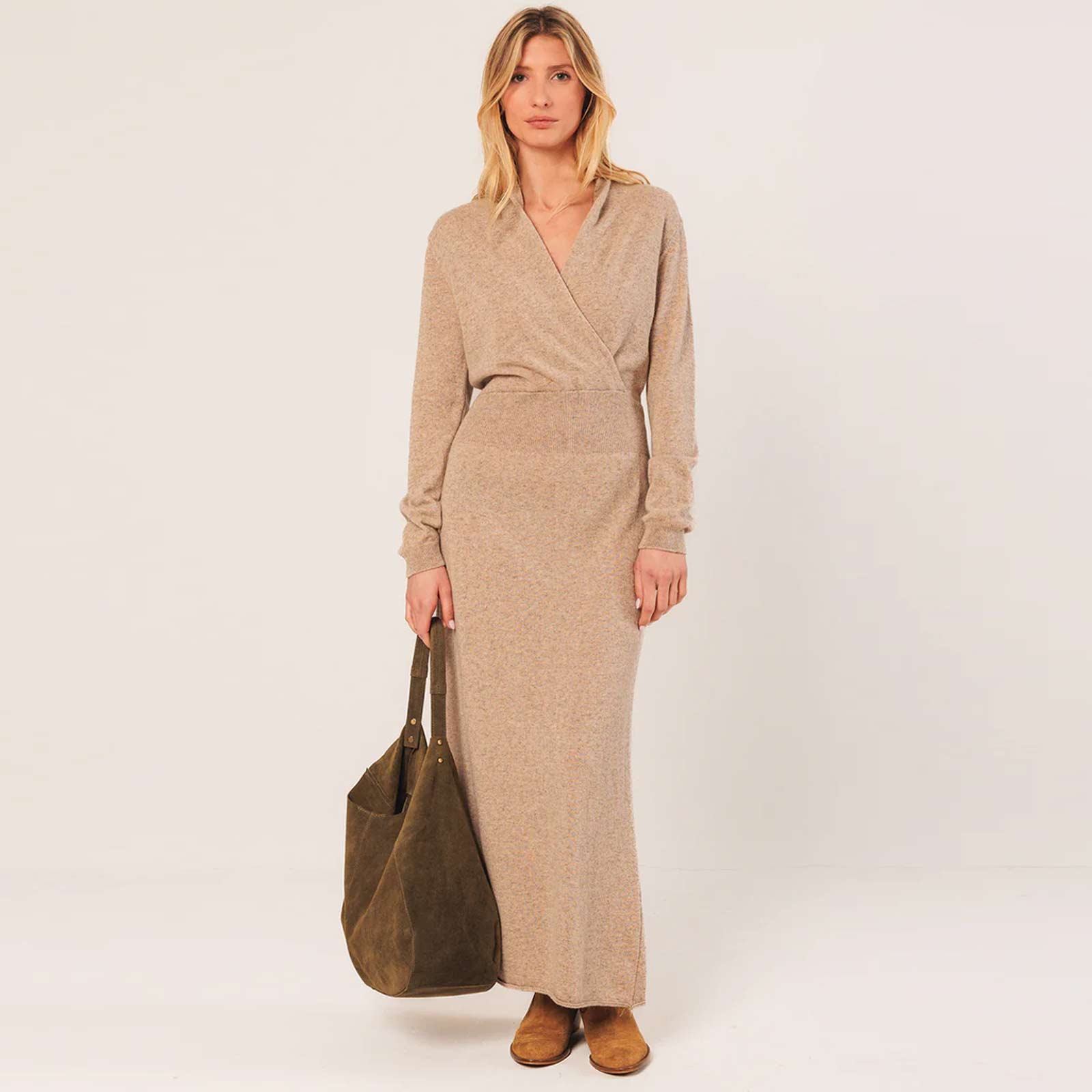 Leather Shopper Bag khaki INDI&COLD