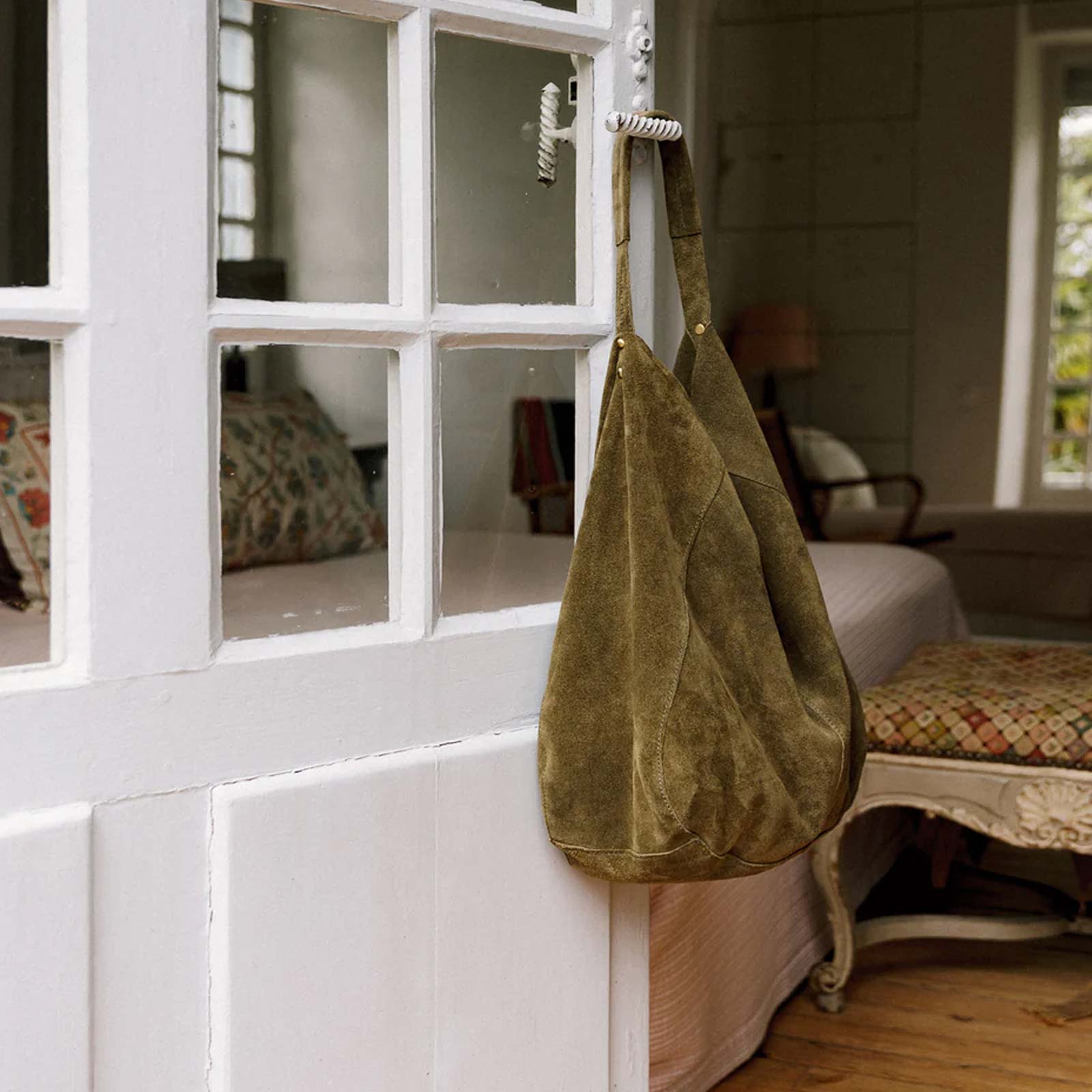 Leather Shopper Bag khaki INDI&COLD