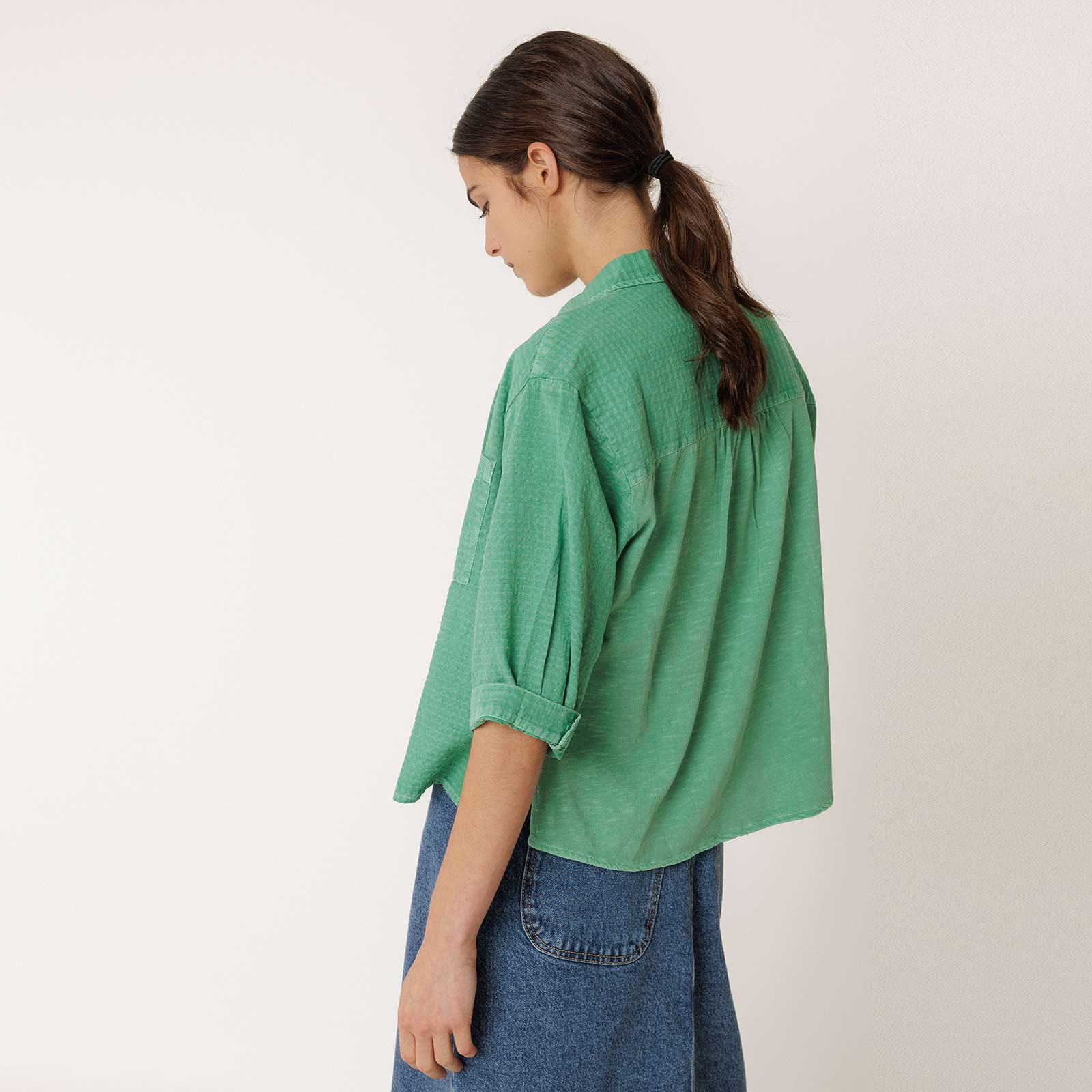 Regular Cotton Blouse verde INDI&COLD