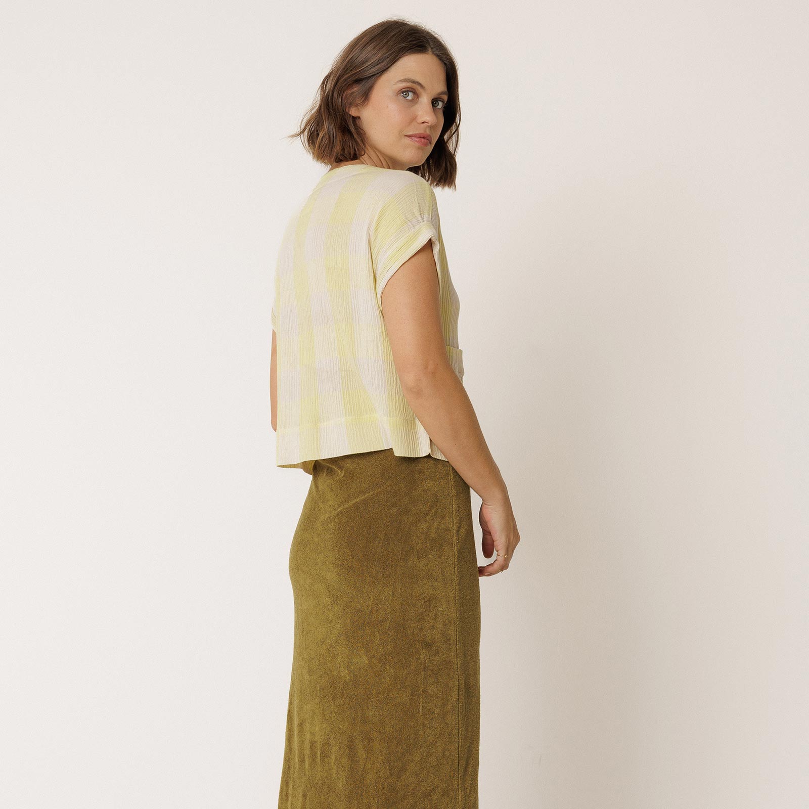 Short Sleeve Viscose Blouse wasabi INDI&COLD