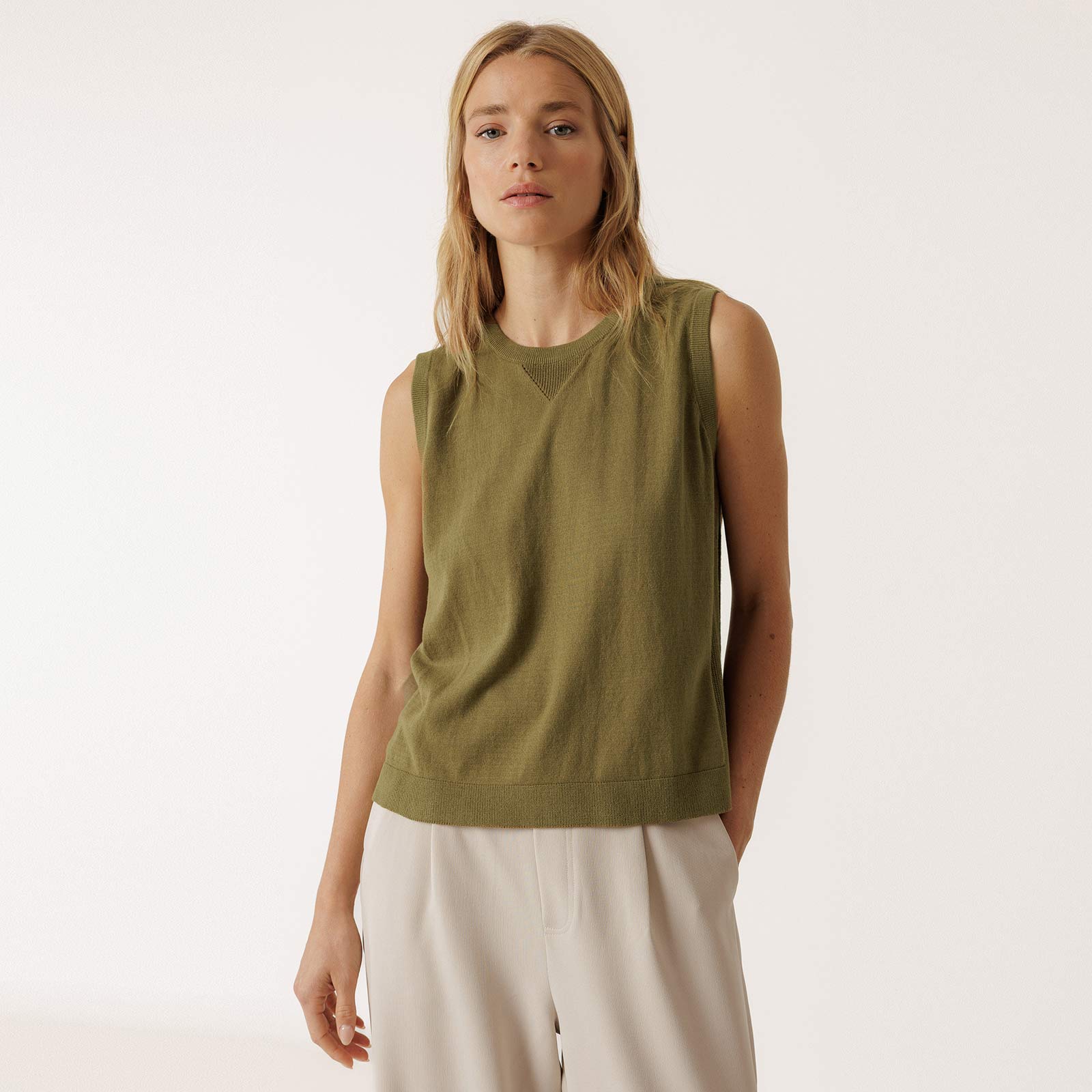 Soft Cotton Vest khaki INDI&COLD