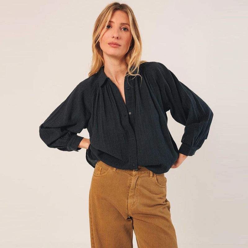 Uni Cotton Blouse navy INDI&COLD