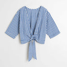 Check Wrap Blouse azul britanico INDI&COLD