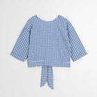 Check Wrap Blouse azul britanico INDI&COLD