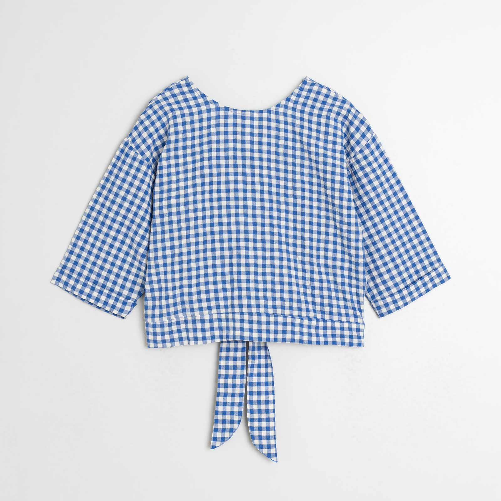 Check Wrap Blouse azul britanico INDI&COLD