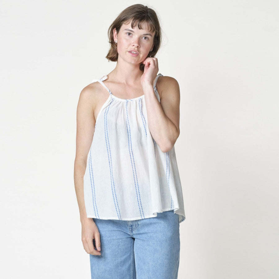 Mary Top white/surf blue Klitmøller Collective