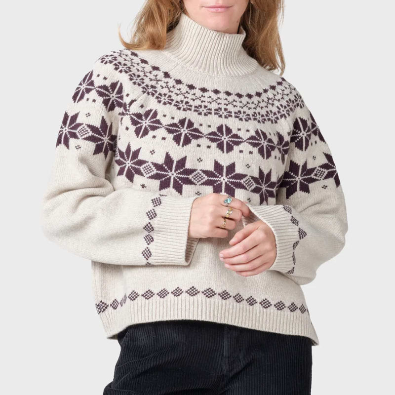 Claire Knit Jumper sand/burgundy Klitmøller Collective