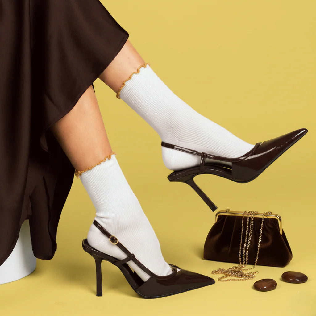 Ruffles Organic Cotton Socks gold Klue Accessories