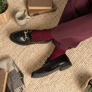 Solid Knitted Stripes Socks burgundy Klue Accessories