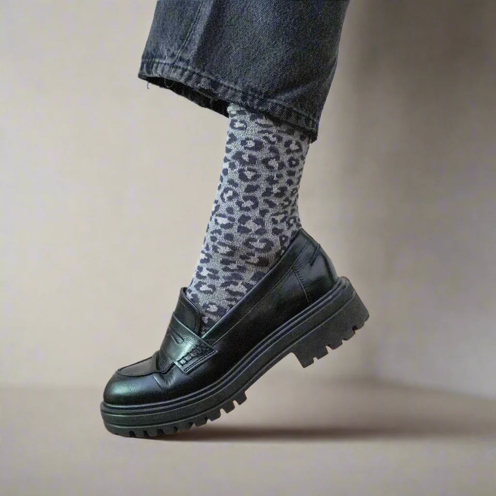 Leopard Lurex Socks grey Klue Accessories