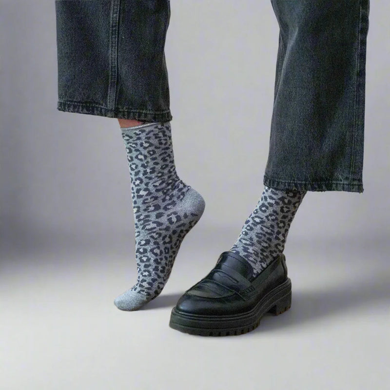 Leopard Lurex Socks grey Klue Accessories