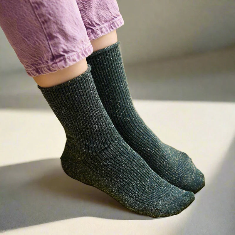 Lurex Glitter Socks green