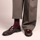 Leopard Lurex Socks burgundy Klue Accessories
