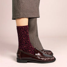Leopard Lurex Socks burgundy Klue Accessories