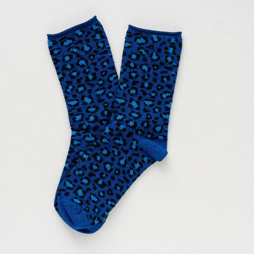 Leopard Lurex Socks night blue Klue Accessories