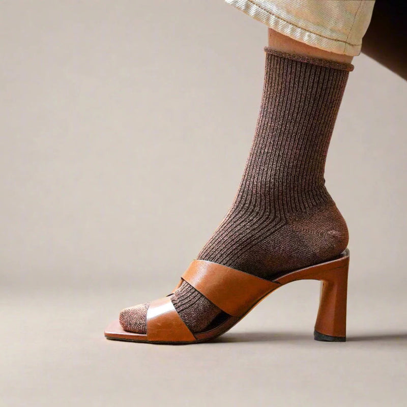 Lurex Glitter Socks camel brown Klue Accessories