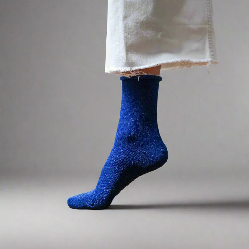 Lurex Glitter Socks electric blue