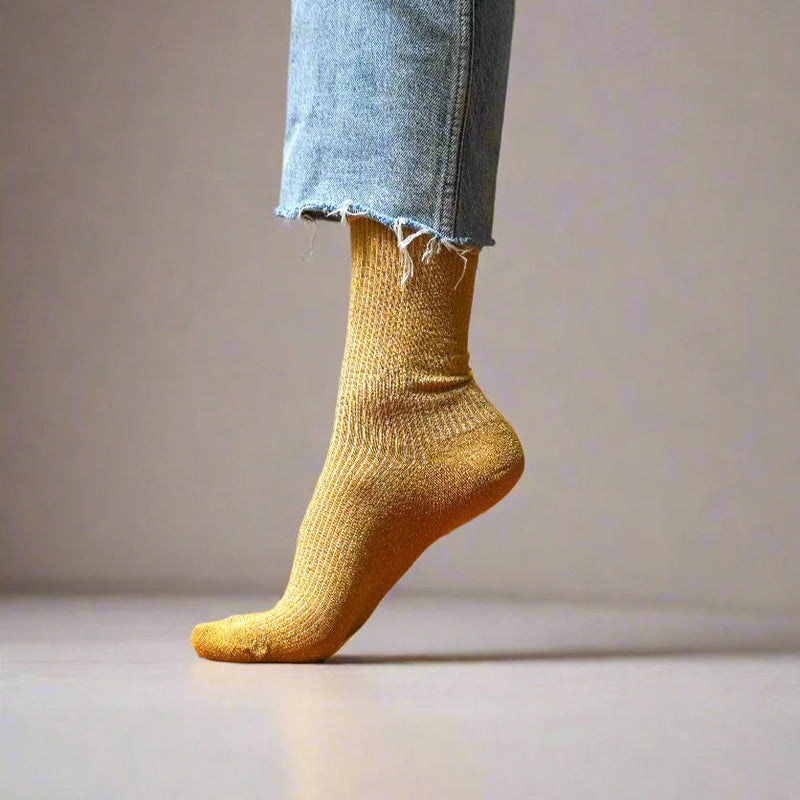 Lurex Glitter Socks mustard