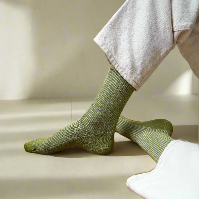 Lurex Glitter Socks olive green