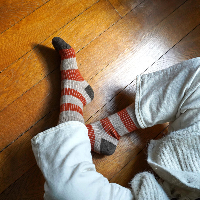 Stripes Merino Wool Socks beige