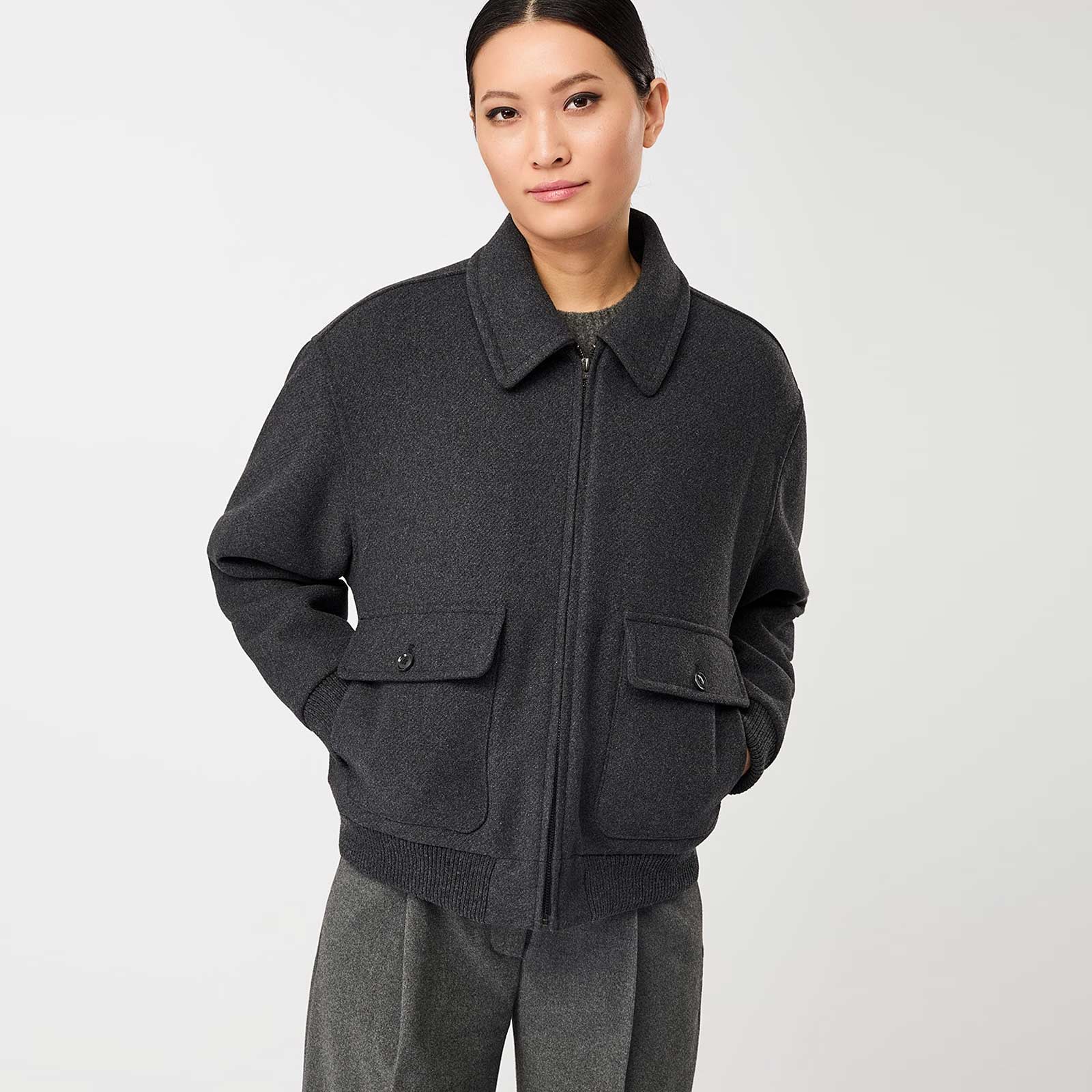 Wool Blouson Jacket anthra