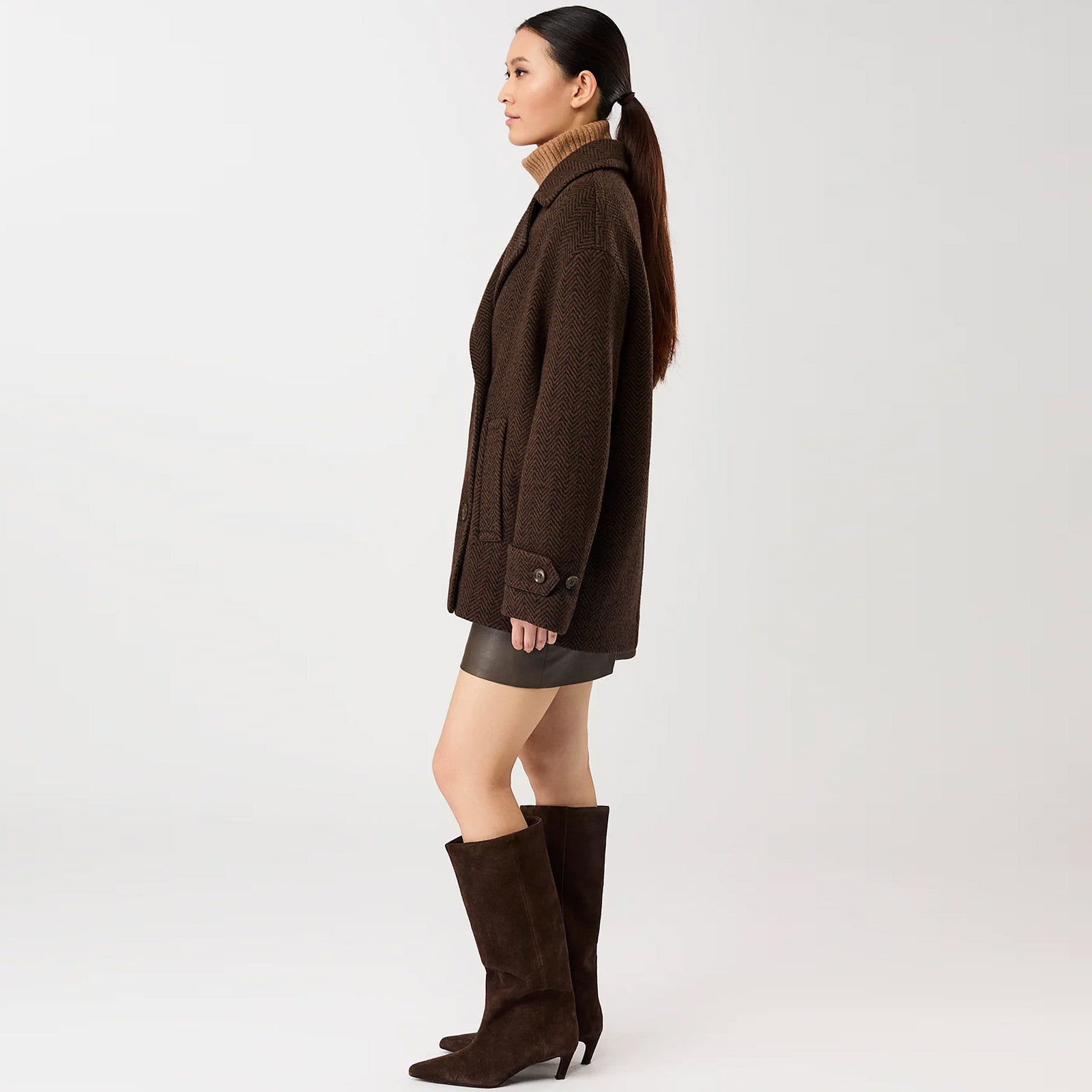 Long Caban Jacket coffee/black