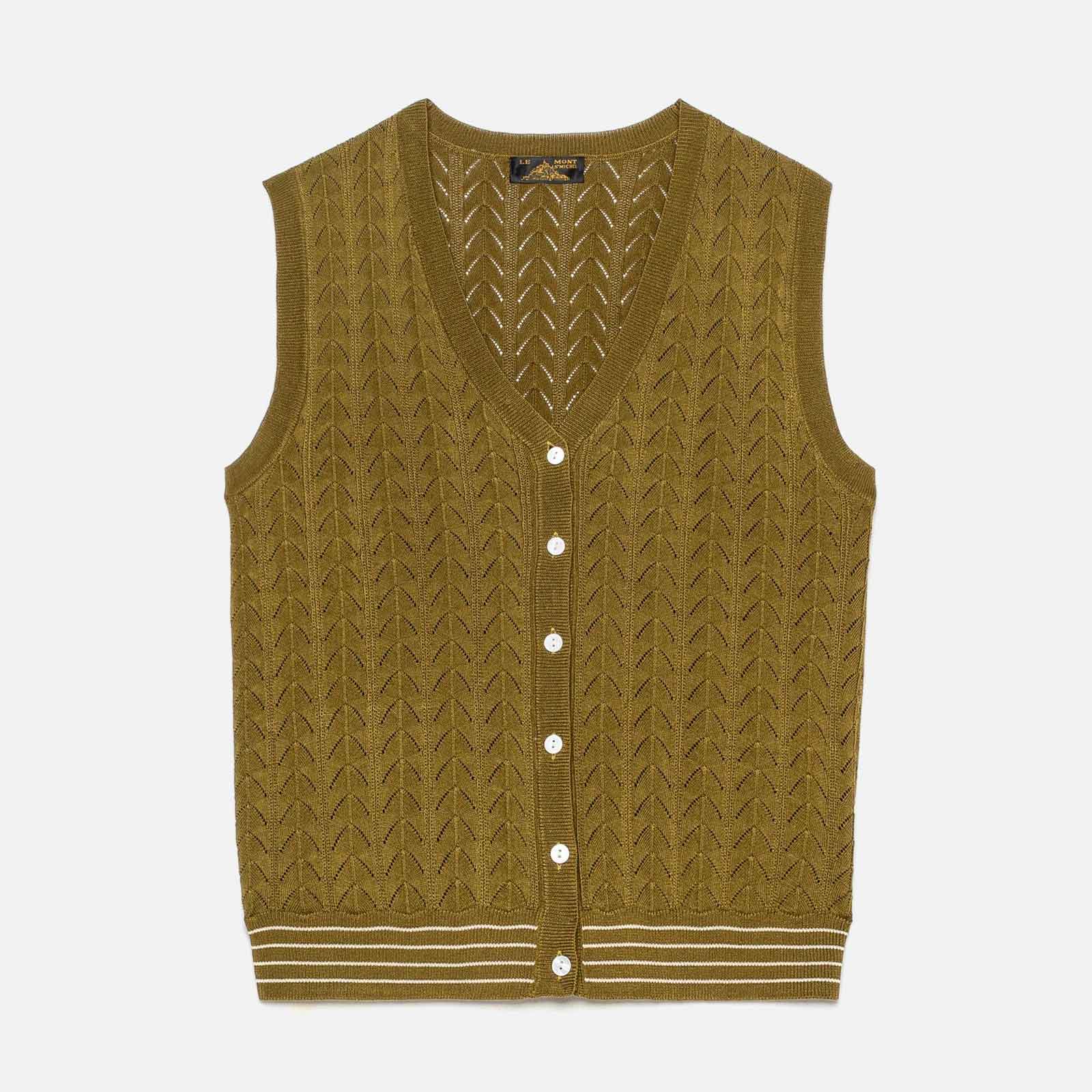 Gila Sleeveless Jacquard Sweater kaki Le Mont Saint Michel