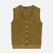 Gila Sleeveless Jacquard Sweater kaki Le Mont Saint Michel