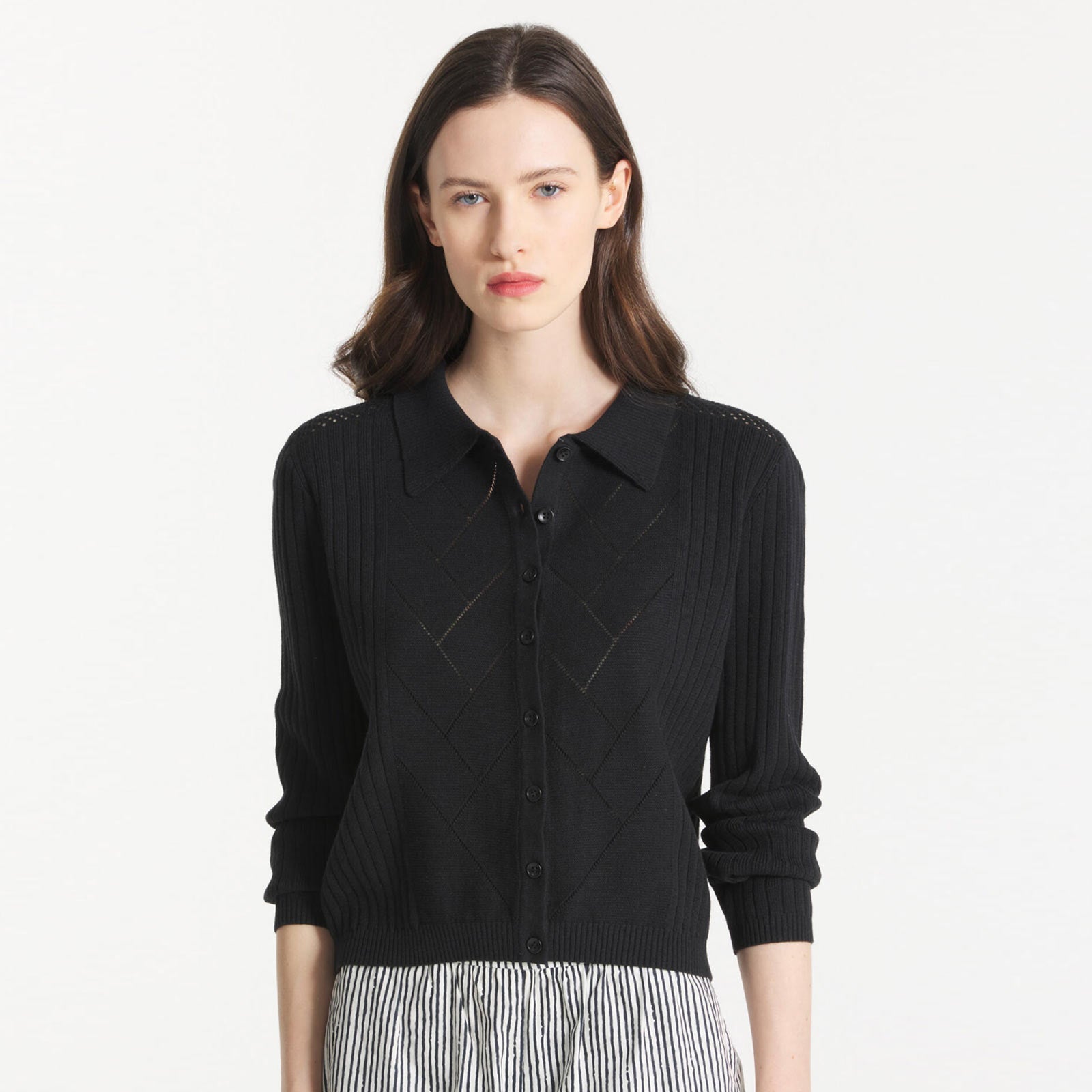Grazia Fancy Knit Cardigan black Le Mont Saint Michel