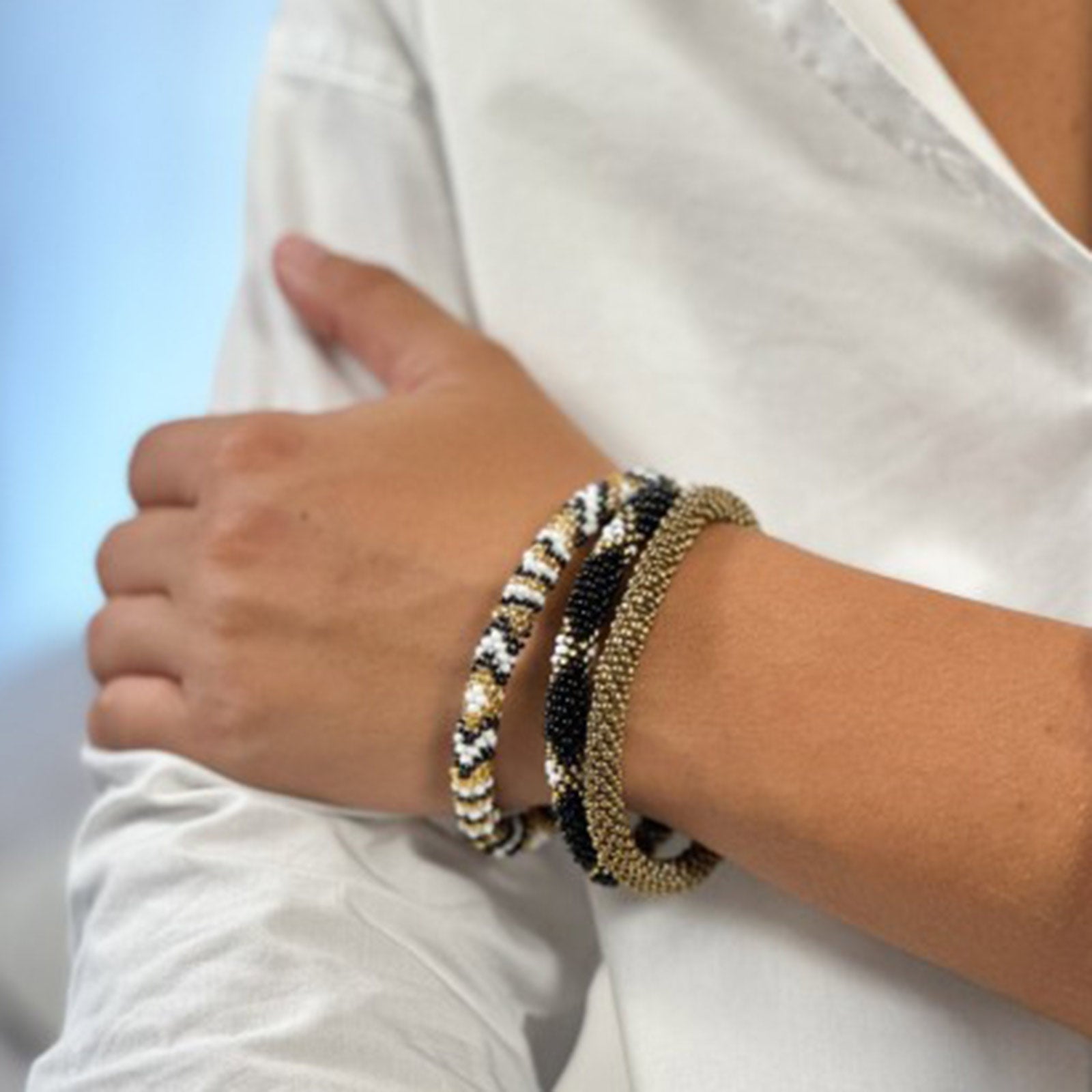 Nepalese Bracelet white/black/gold Maison Kizo