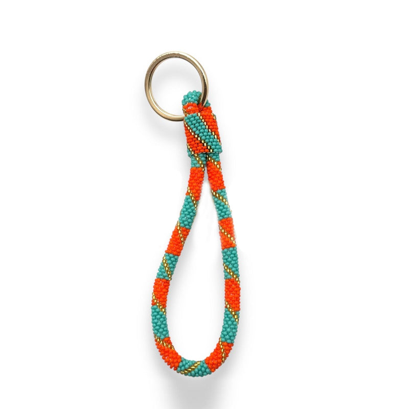 Nepalese Keychain orange/turquoise Maison Kizo