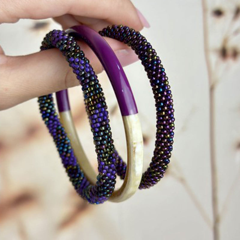 Buffle Horn Bracelet aubergine Maison Kizo