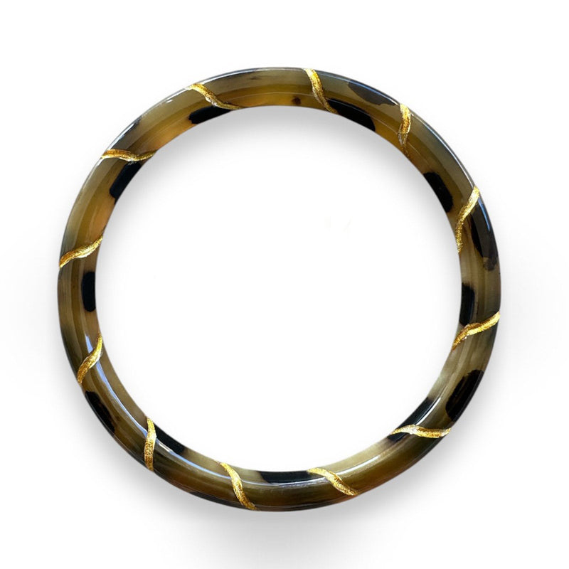 Buffle Horn Bracelet leopard/gold Maison Kizo