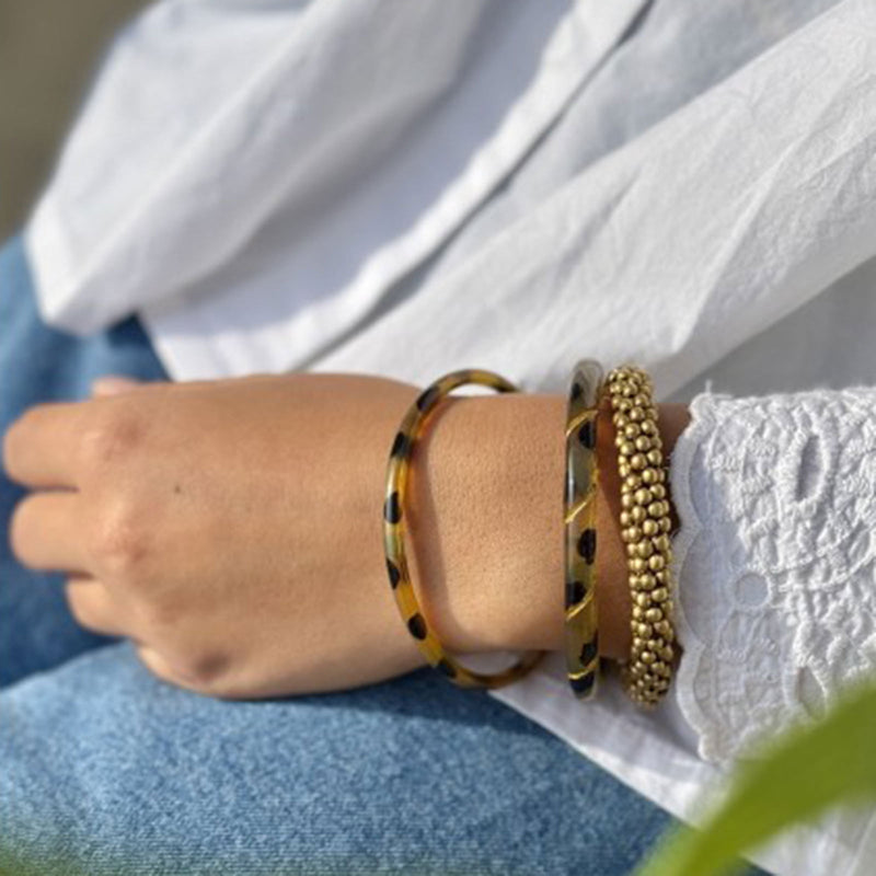 Buffle Horn Bracelet leopard/gold Maison Kizo