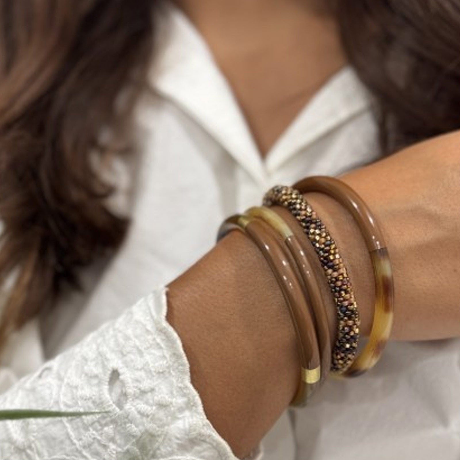 Buffle Horn Bracelet milk chocolate Maison Kizo