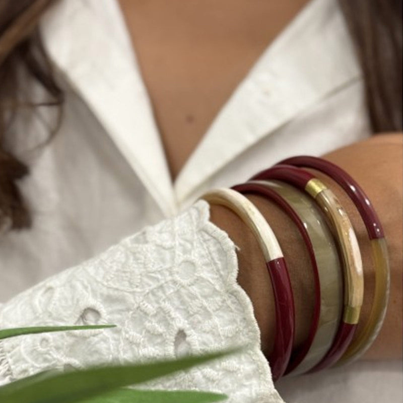 Flat Buffle Horn Bracelet bordeaux Maison Kizo