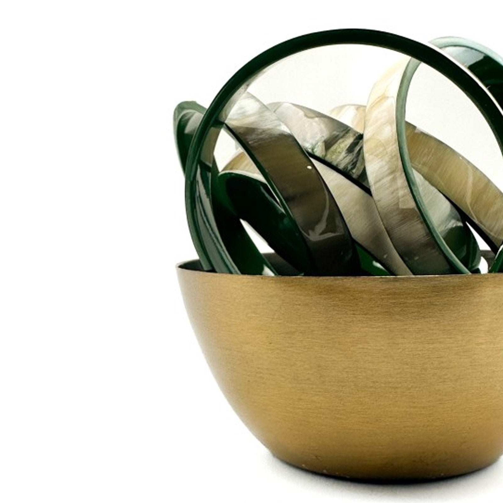 Flat Buffle Horn Bracelet vert sapin C40 Maison Kizo