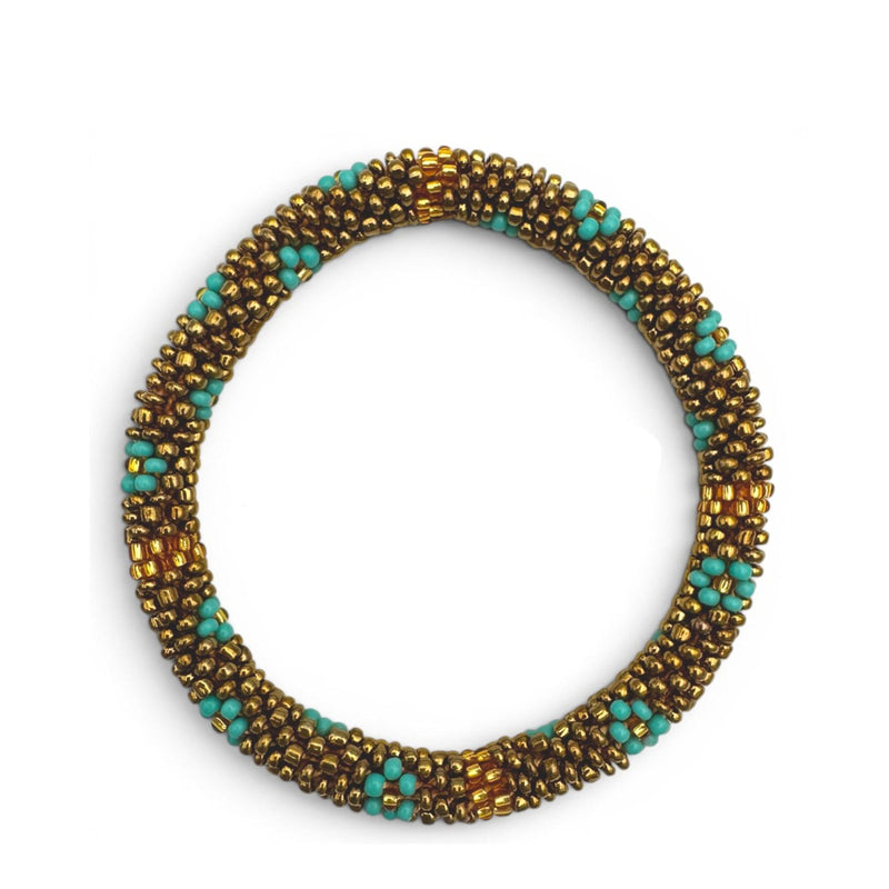 Nepalese Bracelet bronze/turqoise flowers E57