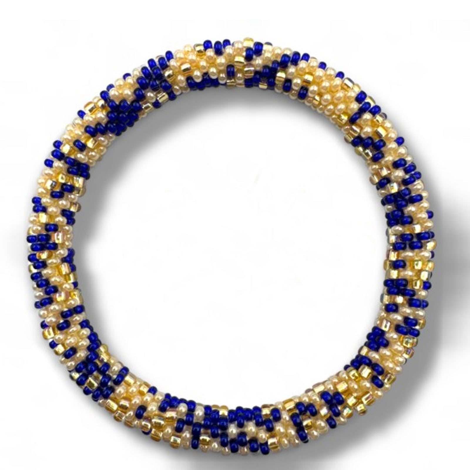 Nepalese Bracelet champagne/blue pattern Maison Kizo