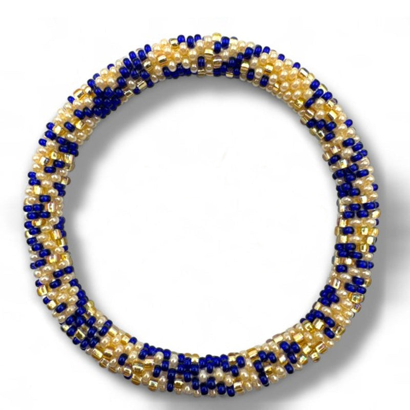 Nepalese Bracelet champagne/blue pattern Maison Kizo