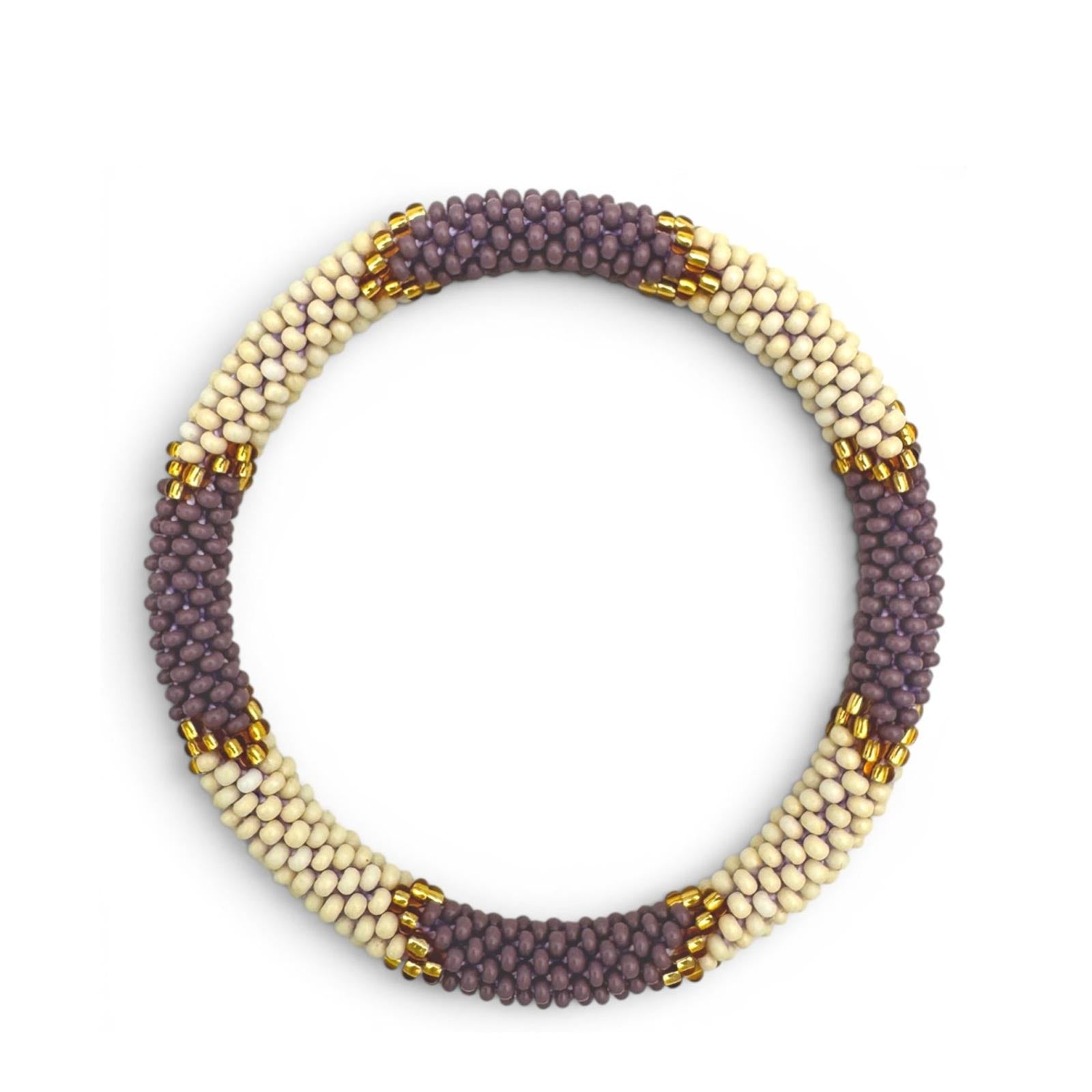 Nepalese Bracelet creme/purple/gold V12