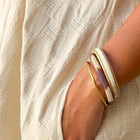 Nepalese Bracelet creme/purple/gold V12