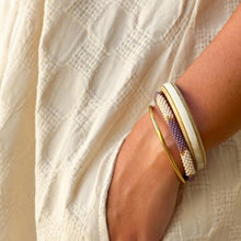 Nepalese Bracelet creme/purple/gold V12