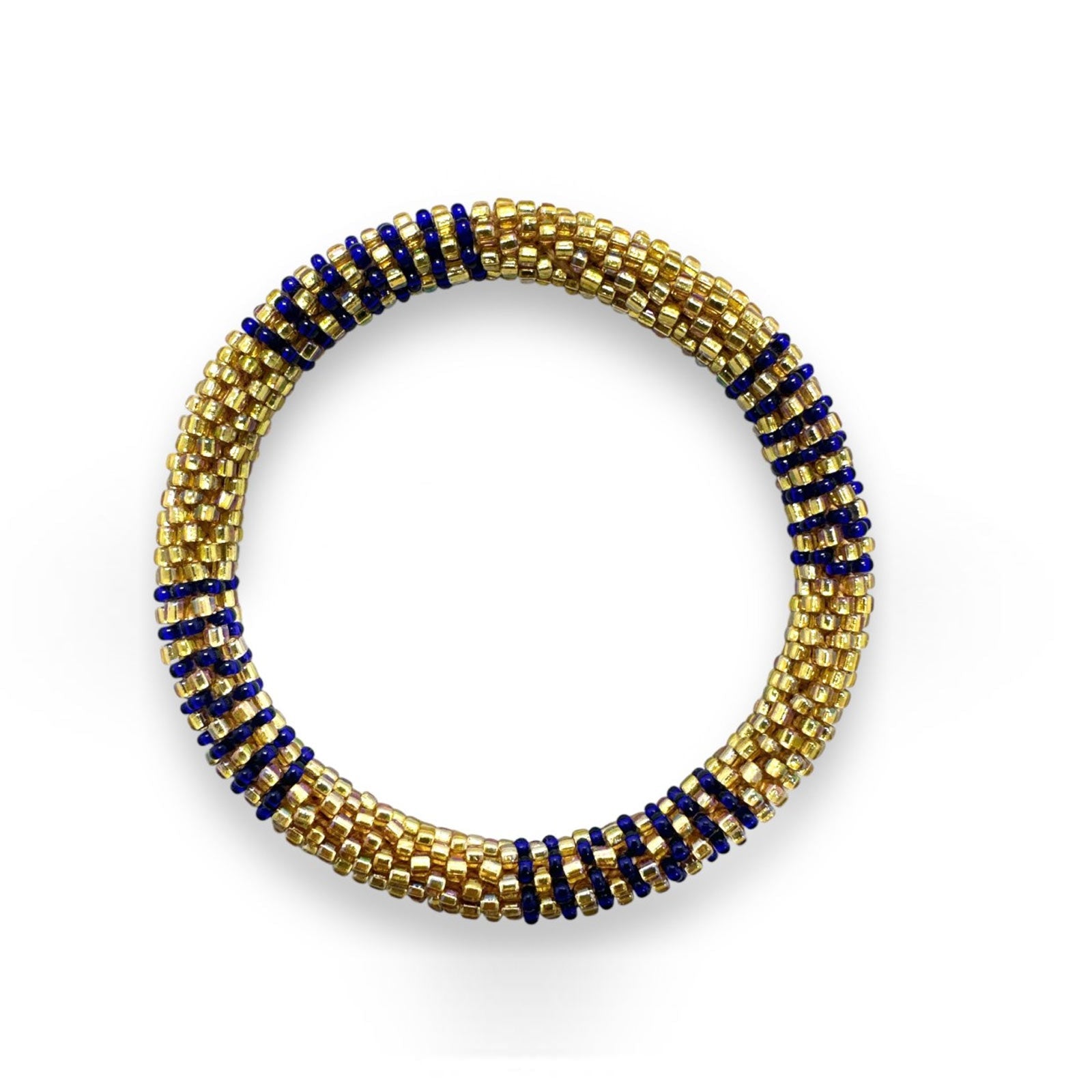 Nepalese Bracelet gold blue stripes Maison Kizo