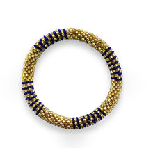 Nepalese Bracelet gold blue stripes Maison Kizo