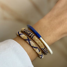 Nepalese Bracelet gold blue stripes Maison Kizo