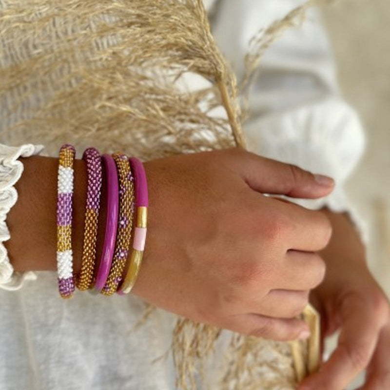 Nepalese Bracelet gold/purple B153